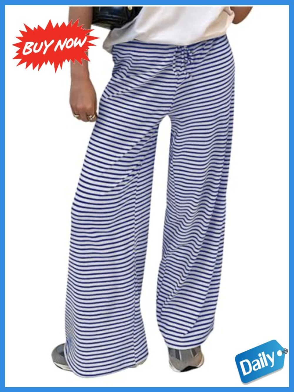 Striped Wide Leg Sweatpants Drawstring Waist Baggy Lounge Pants